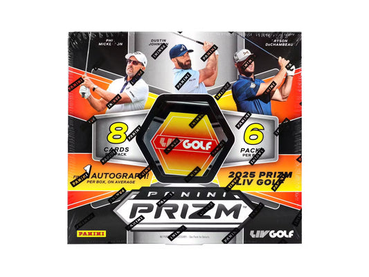 2025 Panini Prizm LIV Golf Hobby Box

LIV Golf Prizm cards

Jon Rahm Prizm Throwback Signature

Bryson DeChambeau Prizm Autograph

Color Blast LIV Golf insert card