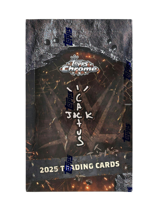 2025 Topps Chrome WWE x Cactus Jack Hobby Box packaging | Columbia Sports Cards

2025 Topps Chrome WWE Cactus Jack base refractor card | Columbia Sports Cards

2025 Topps Chrome WWE Cactus Jack autograph card | Columbia Sports Cards

2025 Topps Chrome WWE Cactus Jack case-hit Kings of the Night insert | Columbia Sports Cards
