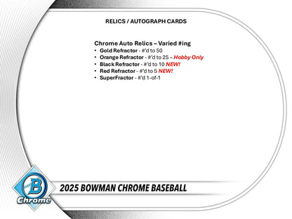 2025 Bowman Chrome Baseball Hobby Box | Columbia Sports Cards