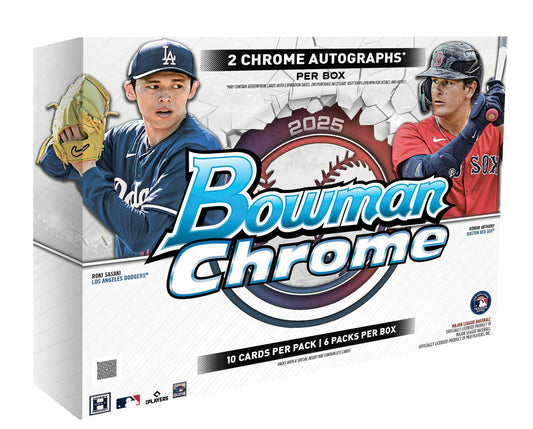 2025 Bowman Chrome Baseball Hobby Box

2025 Bowman Chrome Baseball Cards

2025 Bowman Chrome Hobby Box with Autographs