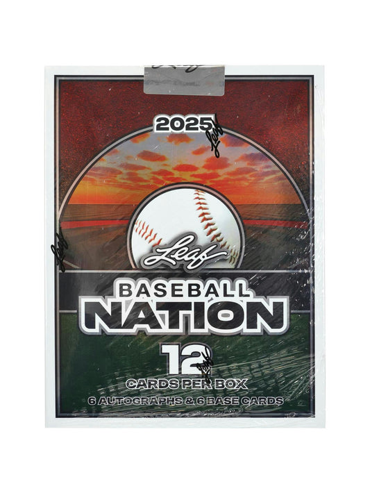 2025 Leaf Baseball Nation Hobby Box packaging | Columbia Sports Cards

2025 Leaf Baseball Nation autograph card example | Columbia Sports Cards

2025 Leaf Baseball Nation multi-signed autograph card | Columbia Sports Cards

2025 Leaf Baseball Nation acetate insert card | Columbia Sports Cards