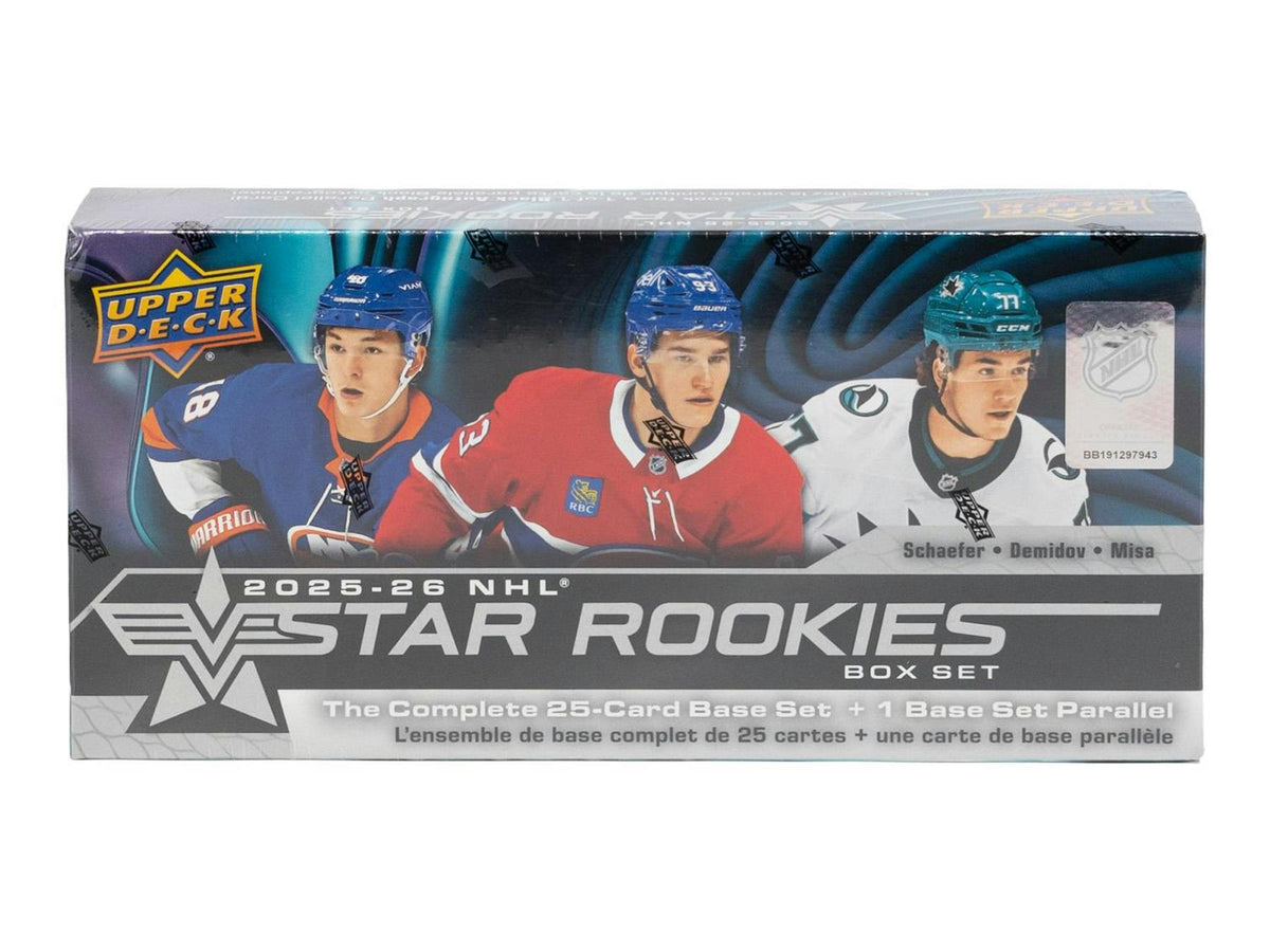 2025/26 Upper Deck NHL Star Rookies Box Set

2025/26 Upper Deck Star Rookies base rookie card

2025/26 Upper Deck Star Rookies parallel card

2025/26 Upper Deck Star Rookies autograph card