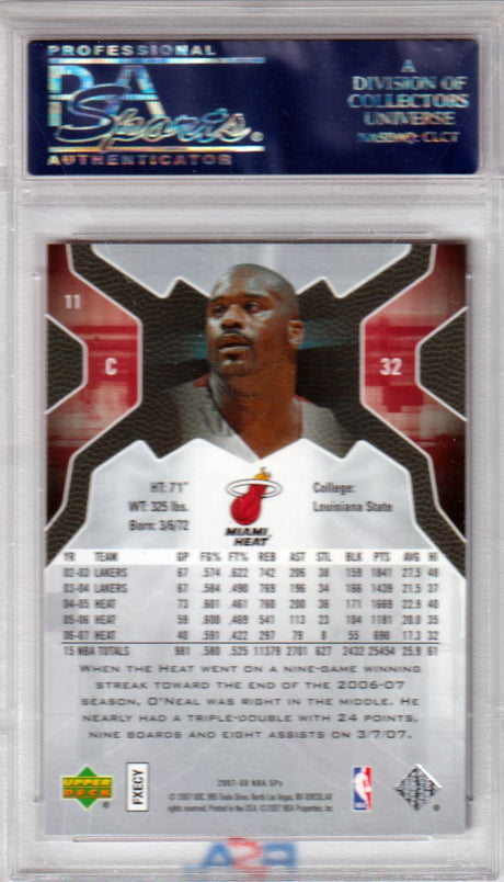 SHAQUILLE O'NEAL 2007-08 Upper Deck SPx #11 PSA 10 GEM MINT - HEAT - POP 5