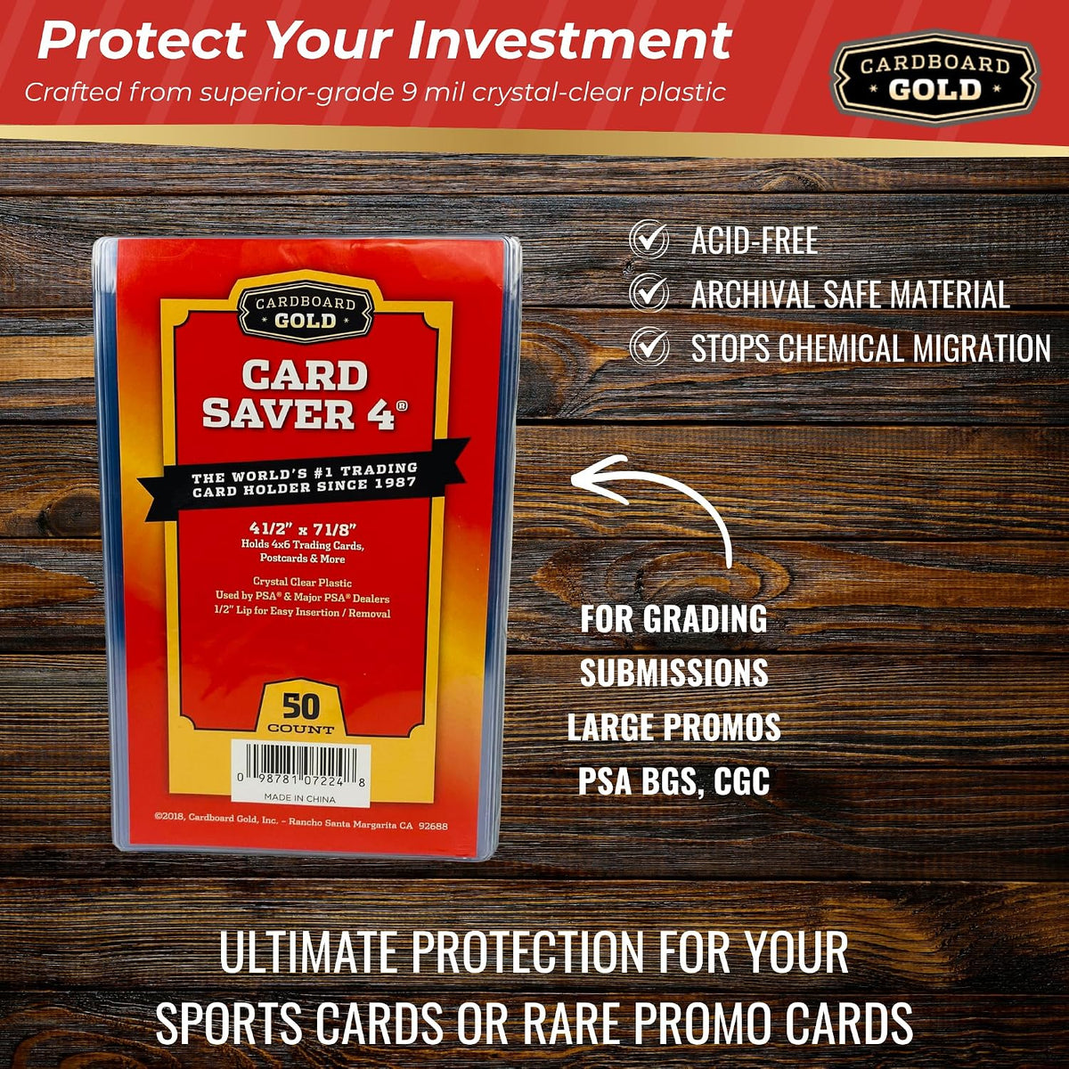 Cardboard Gold Card Saver 4 Semi-Rigid Holders - Columbia Sports Cards - image 3