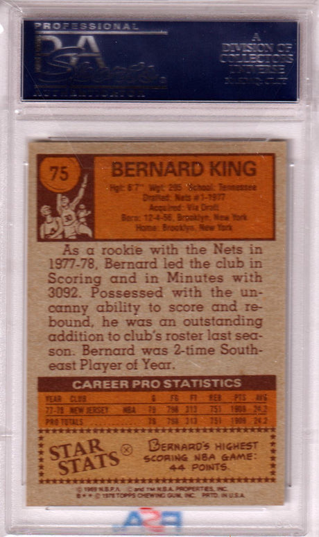 BERNARD KING 1978-79 Topps RC Rookie #75 PSA 9 MINT - NETS