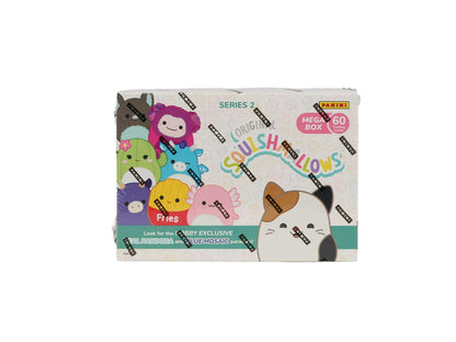 2025 Panini Squishmallows Hobby Mega Box front

Squishmallows trading cards booster pack artwork

Squishmallows Gold Wave numbered parallel card

Squishmallows Color Blast insert card

Squishmallows Black Ice 1 of 1 parallel card