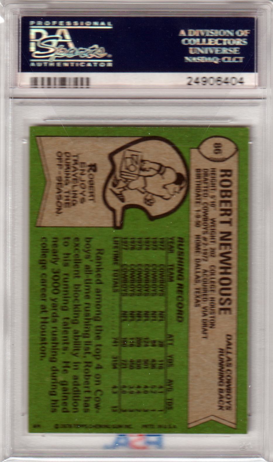 ROBERT NEWHOUSE 1978 Topps #86 PSA 7 NM - COWBOYS