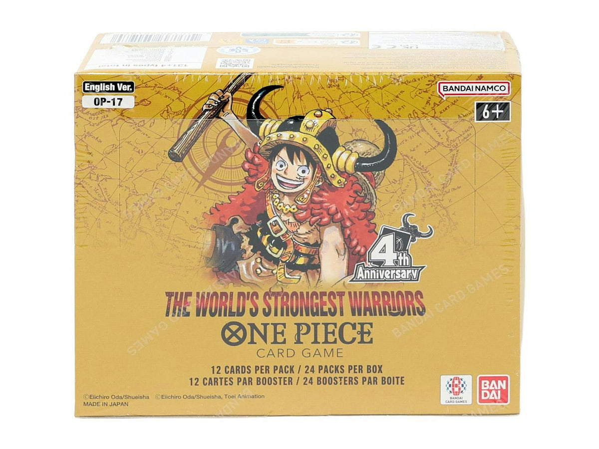 One Piece TCG The World's Strongest Warriors OP-17 Booster Box
One Piece Card Game OP-17 sealed booster box with 24 booster packs
One Piece OP-17 World's Strongest Warriors trading cards