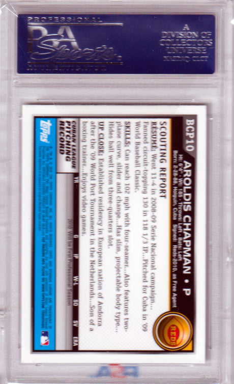 AROLDIS CHAPMAN 2010 Bowman Chrome Prospects RC #BCP10 PSA 10 GEM MINT