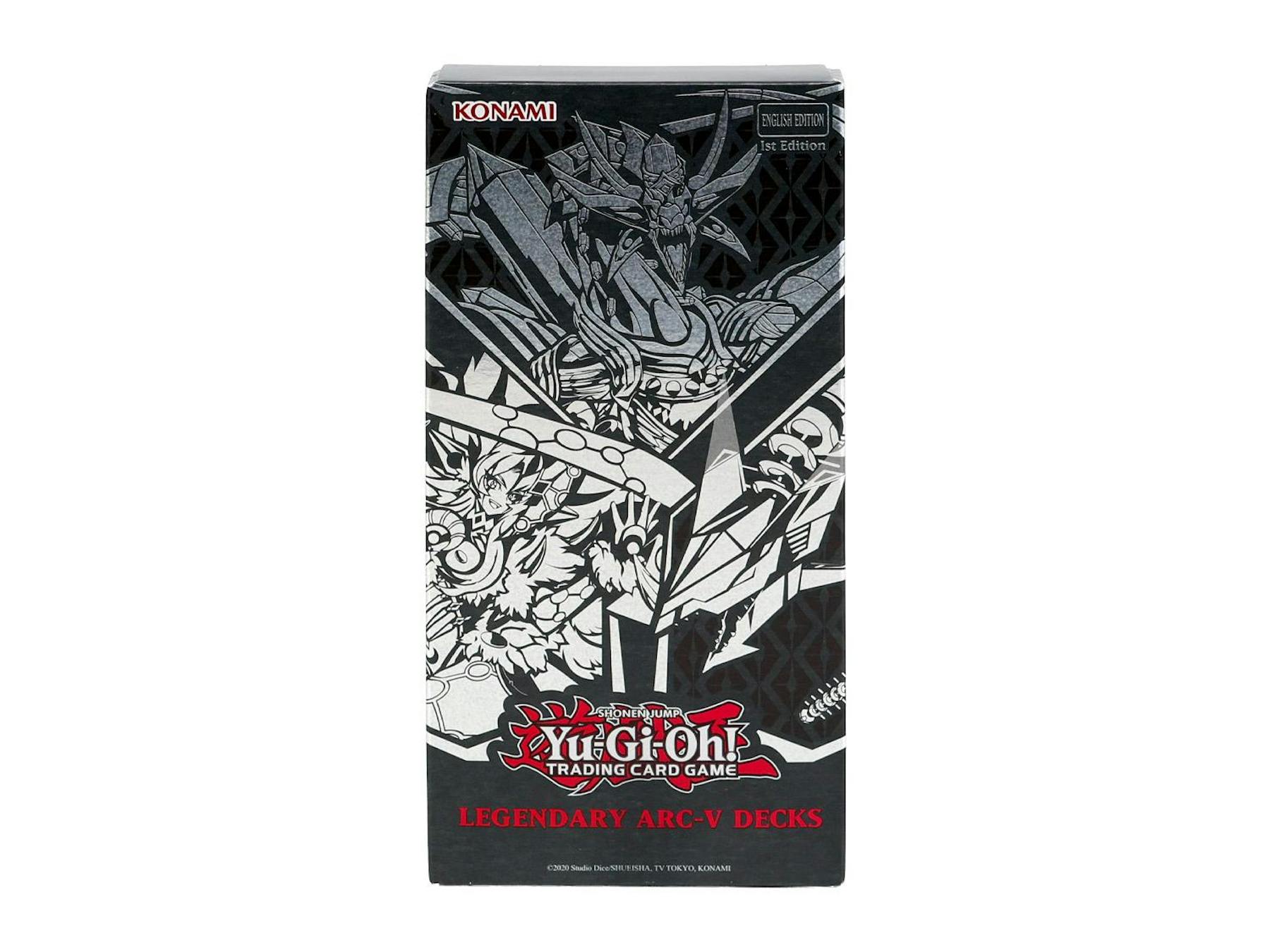 Yu-Gi-Oh! Legendary ARC-V Decks box featuring Odd-Eyes, Lunalight, and Speedroid ready-to-play Decks.
Back of the Yu-Gi-Oh! Legendary ARC-V Decks box showing product details and the 168-card configuration.
Yu-Gi-Oh! Legendary ARC-V Odd-Eyes Deck featuring new Pendulum and Link Monster support.
Yu-Gi-Oh! Legendary ARC-V Lunalight and Speedroid Decks featuring Fusion and Synchro Summoning strategies.