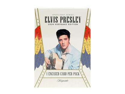 2026 Keepsake Elvis Presley Spotlight Series Hobby Box
Keepsake Elvis Presley Spotlight Series encased trading card
Elvis Presley personally worn scarf relic trading card
Elvis Presley authentic cut signature chase card