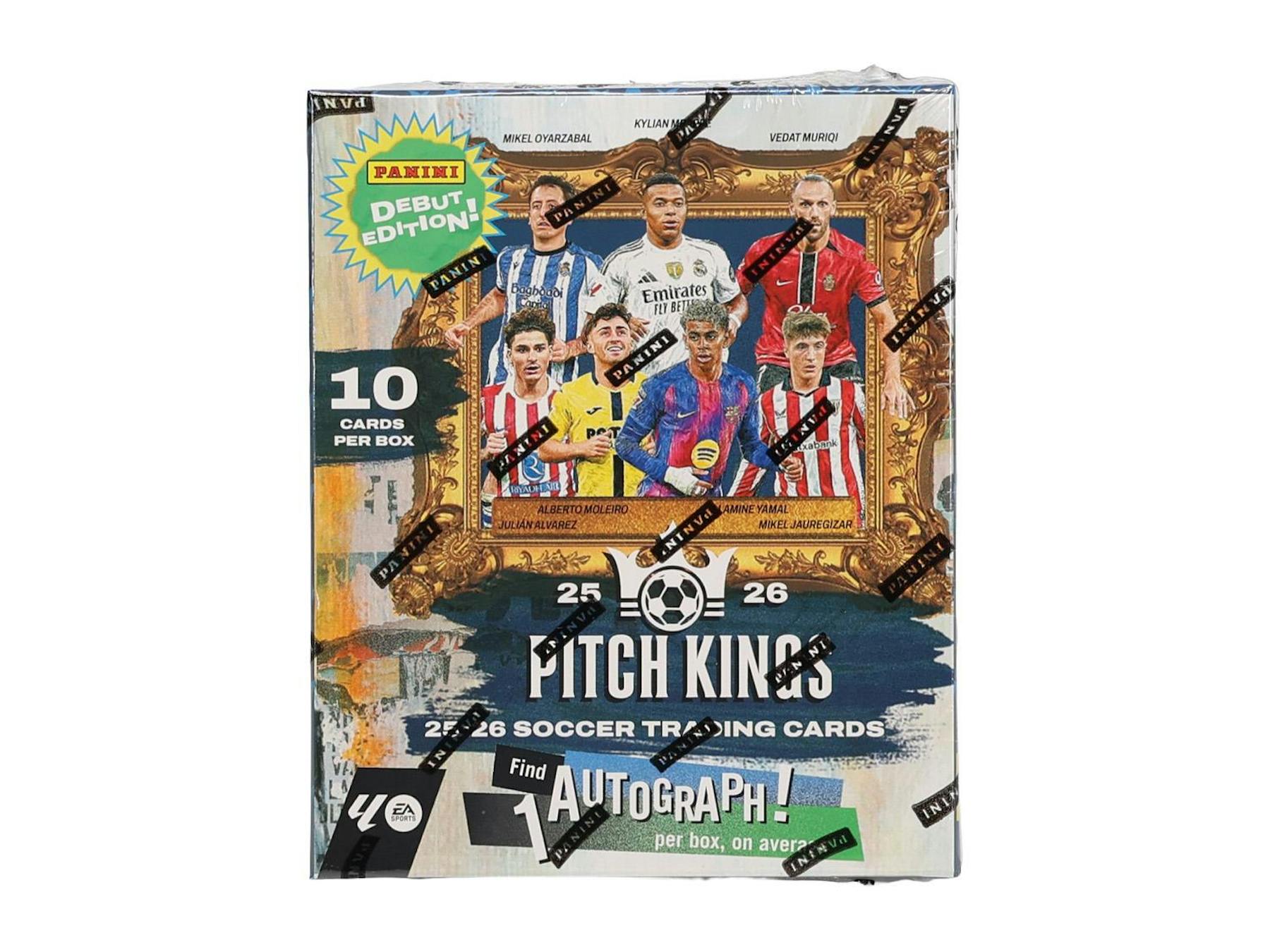 2025/26 Panini Pitch Kings Soccer Hobby International Box
Front of 2025/26 Panini Pitch Kings Soccer Hobby International Box
Panini Pitch Kings La Liga Soccer Hobby Box
2025/26 Panini Pitch Kings Soccer trading cards