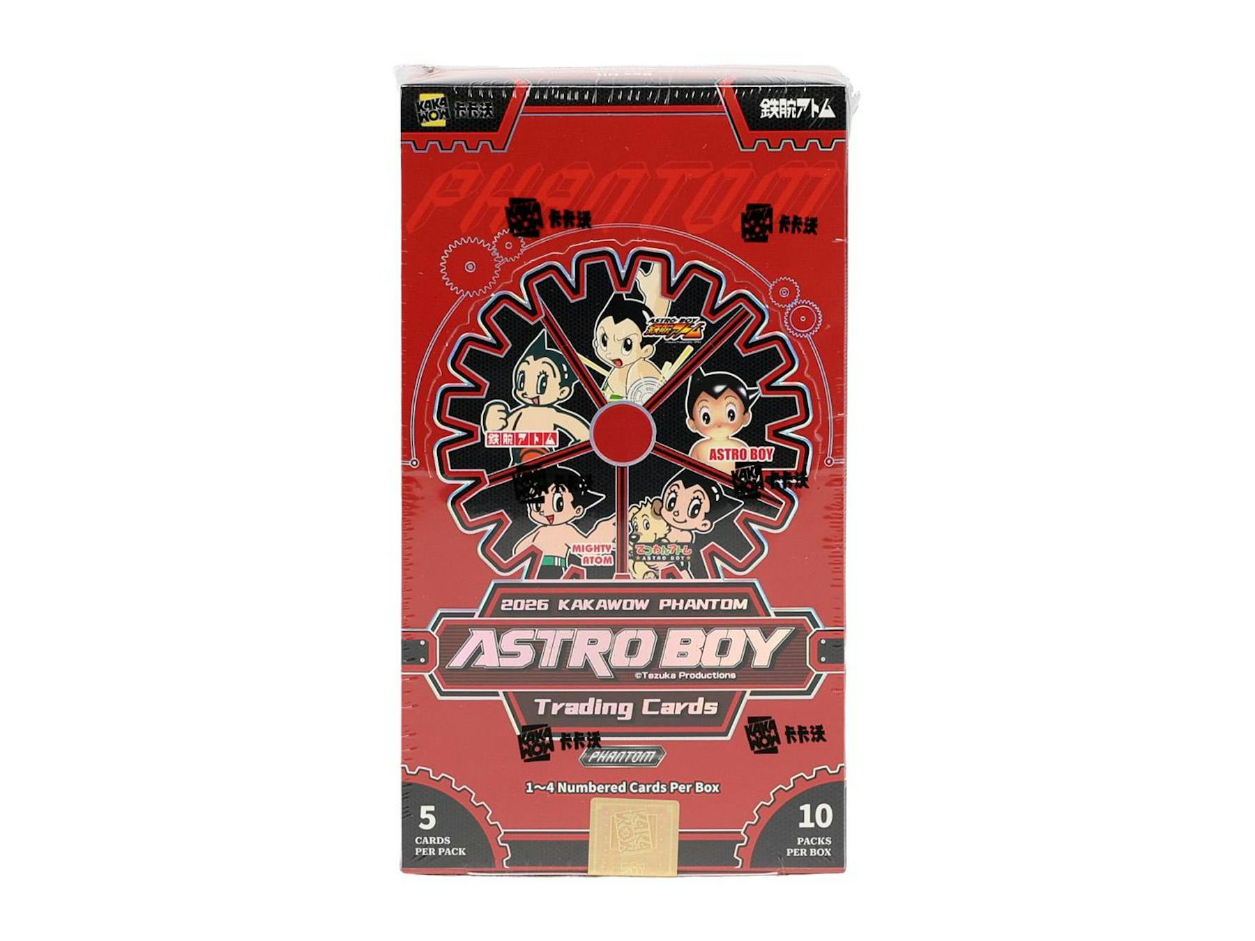 2026 Kakawow Phantom Astro Boy Hobby Box sealed entertainment trading card box featuring limited numbered cards and official signature cards.
Back of the 2026 Kakawow Phantom Astro Boy Hobby Box showing product details and box configuration.
2026 Kakawow Phantom Astro Boy trading card pack artwork.
2026 Kakawow Phantom Astro Boy promotional sell sheet highlighting Ink Wash Style cards, Signature Cards, Internal Mechanism cards, and Ultimashining 1-of-1 chase cards.