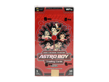 2026 Kakawow Phantom Astro Boy Hobby Box sealed entertainment trading card box featuring limited numbered cards and official signature cards.
Back of the 2026 Kakawow Phantom Astro Boy Hobby Box showing product details and box configuration.
2026 Kakawow Phantom Astro Boy trading card pack artwork.
2026 Kakawow Phantom Astro Boy promotional sell sheet highlighting Ink Wash Style cards, Signature Cards, Internal Mechanism cards, and Ultimashining 1-of-1 chase cards.