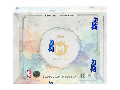 2025/26 Topps Motif Basketball Hobby Box.
2025/26 Topps Motif Basketball autograph cards.
Topps Motif Basketball rookie relic autograph cards.
2025/26 Topps Motif Basketball 1-of-1 Logoman autograph chase card.