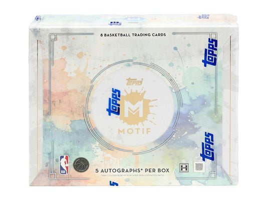 2025/26 Topps Motif Basketball Hobby Box.
2025/26 Topps Motif Basketball autograph cards.
Topps Motif Basketball rookie relic autograph cards.
2025/26 Topps Motif Basketball 1-of-1 Logoman autograph chase card.