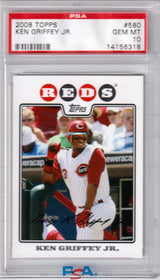 KEN GRIFFEY JR. 2008 Topps #580 PSA 10 GEM MINT - REDS