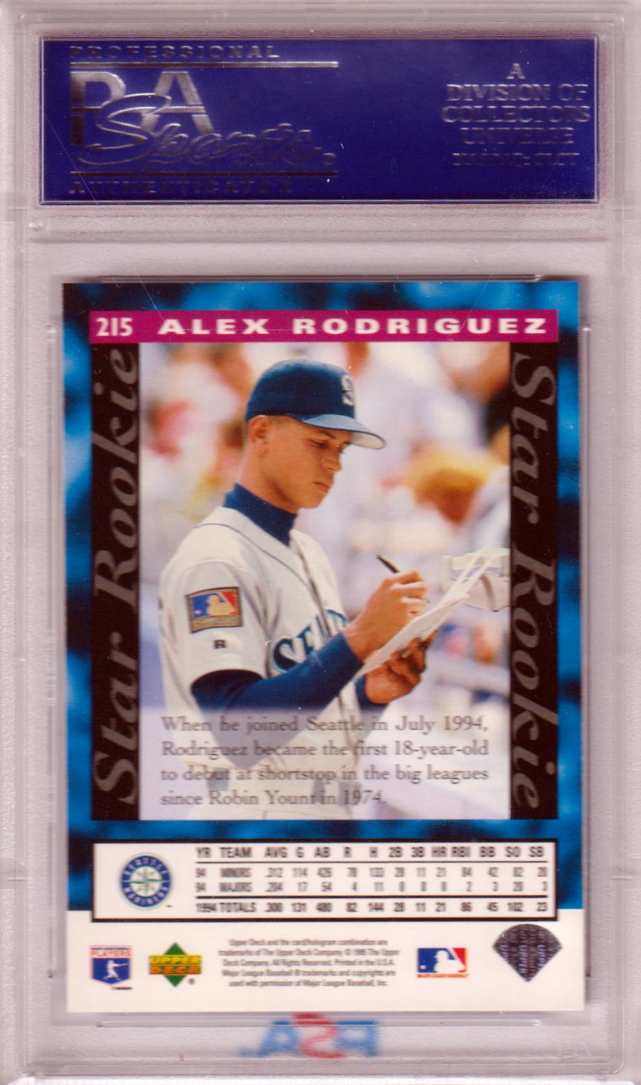 ALEX RODRUGUEZ 1995 Upper Deck Star Rookie #215 PSA 10 -