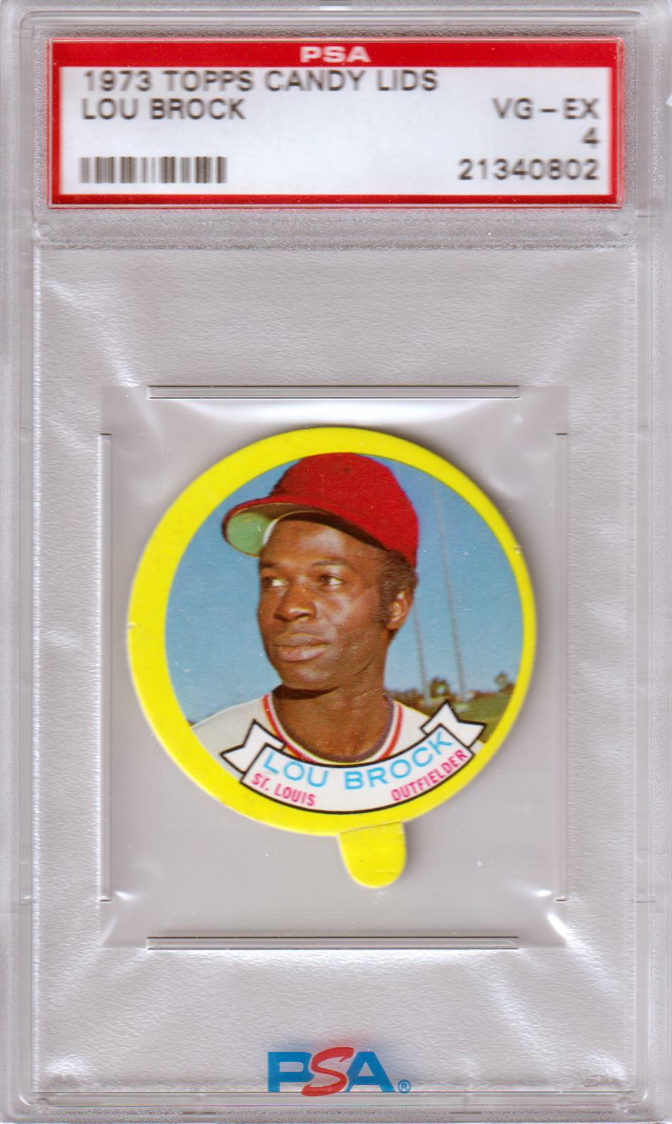 LOU BROCK 1973 Topps Candy Lids PSA 4 VG-EX - CARDINALS