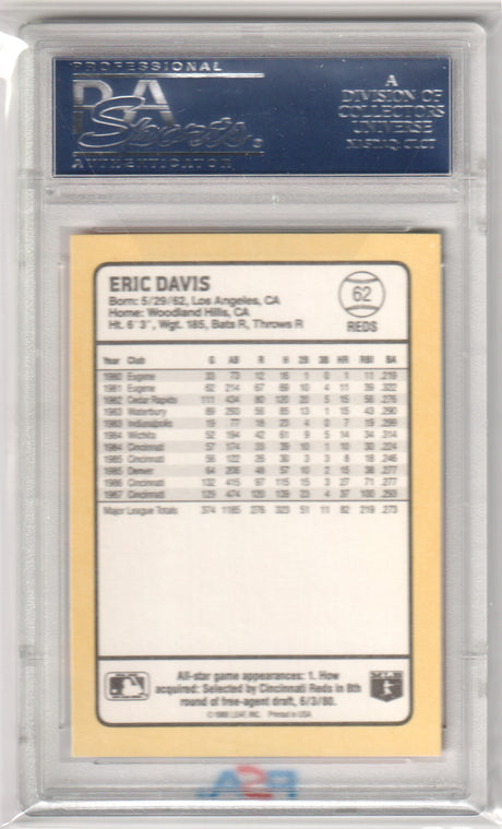 ERIC DAVIS 1988 Donruss Baseball's Best #62 PSA 10 GEM MINT - REDS Pop 7