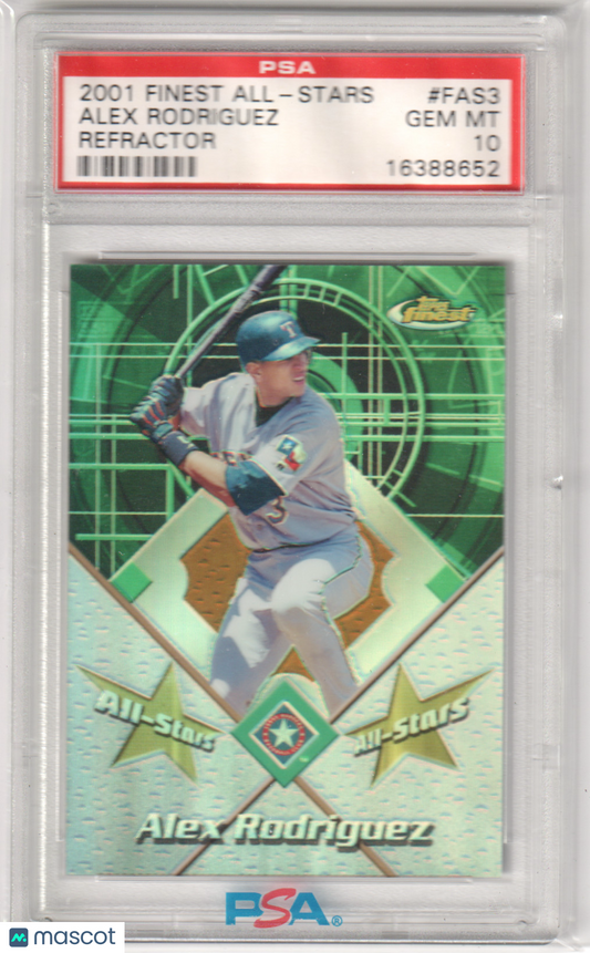 ALEX RODRIGUEZ 2001 Topps Finest All Stars #FAS3 Refractor PSA 10 GEM MINT