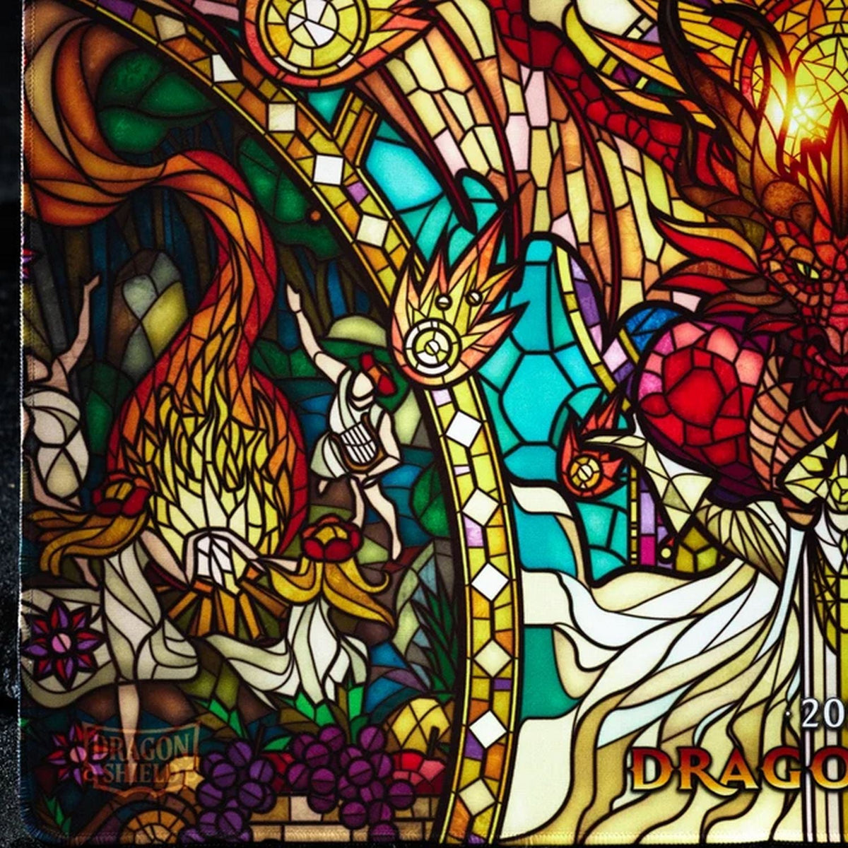 Dragon Shield Dragonfall 2026 Playmat stained-glass artwork detail