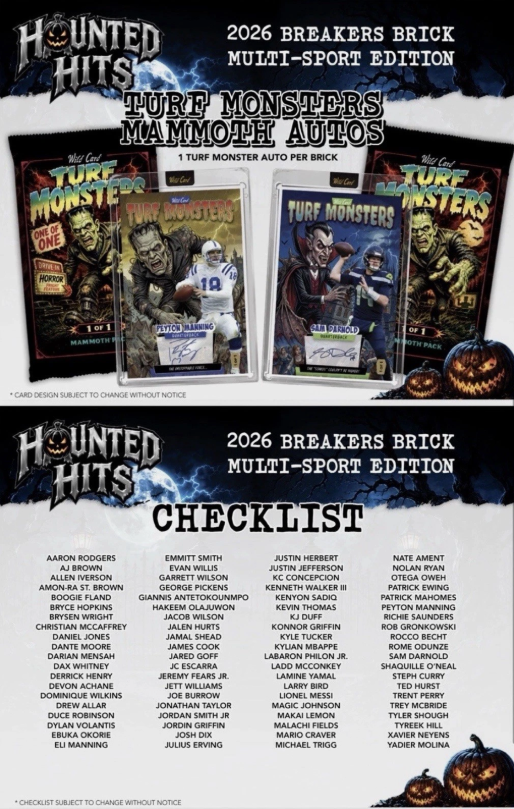 2026 Wild Card Haunted Hits Breakers Brick Multi-Sport Hobby Box | Columbia Hobby - Sports Card Boxes - Toploaders - Card Savers.
