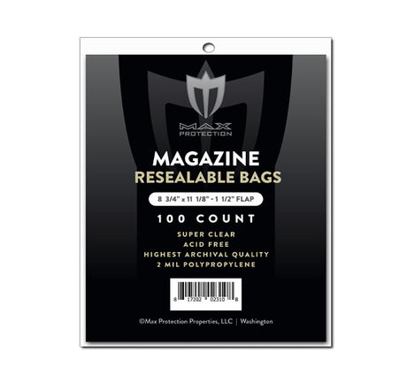 Ultra Premium Resealable Magazine Bags - 100ct Pack | Columbia Sports Cards & More.