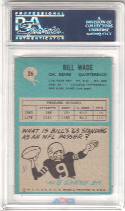 BILL WADE 1964 Philadelphia #26 PSA 7 NM - BEARS