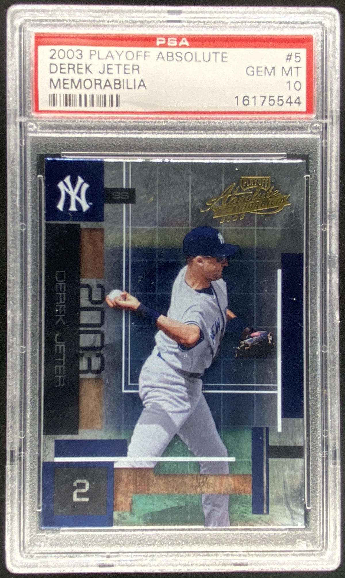 2003 Playoff Absolute Memorabilia Derek Jeter #5 graded PSA 10 trading card