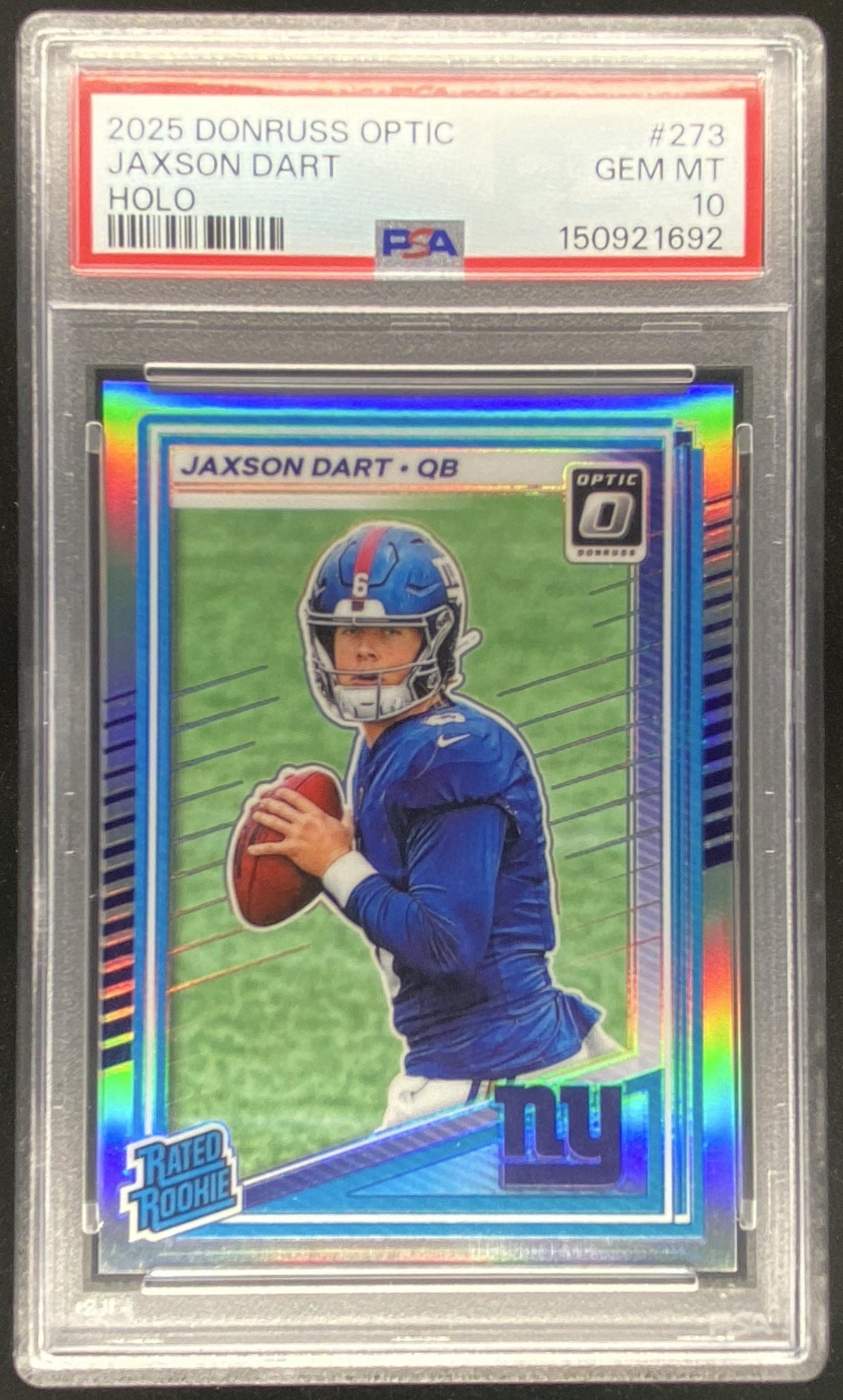 2025 Panini Donruss Optic Jaxson Dart #273 graded PSA 10 trading card