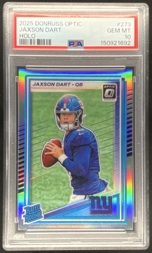 2025 Panini Donruss Optic Jaxson Dart #273 graded PSA 10 trading card