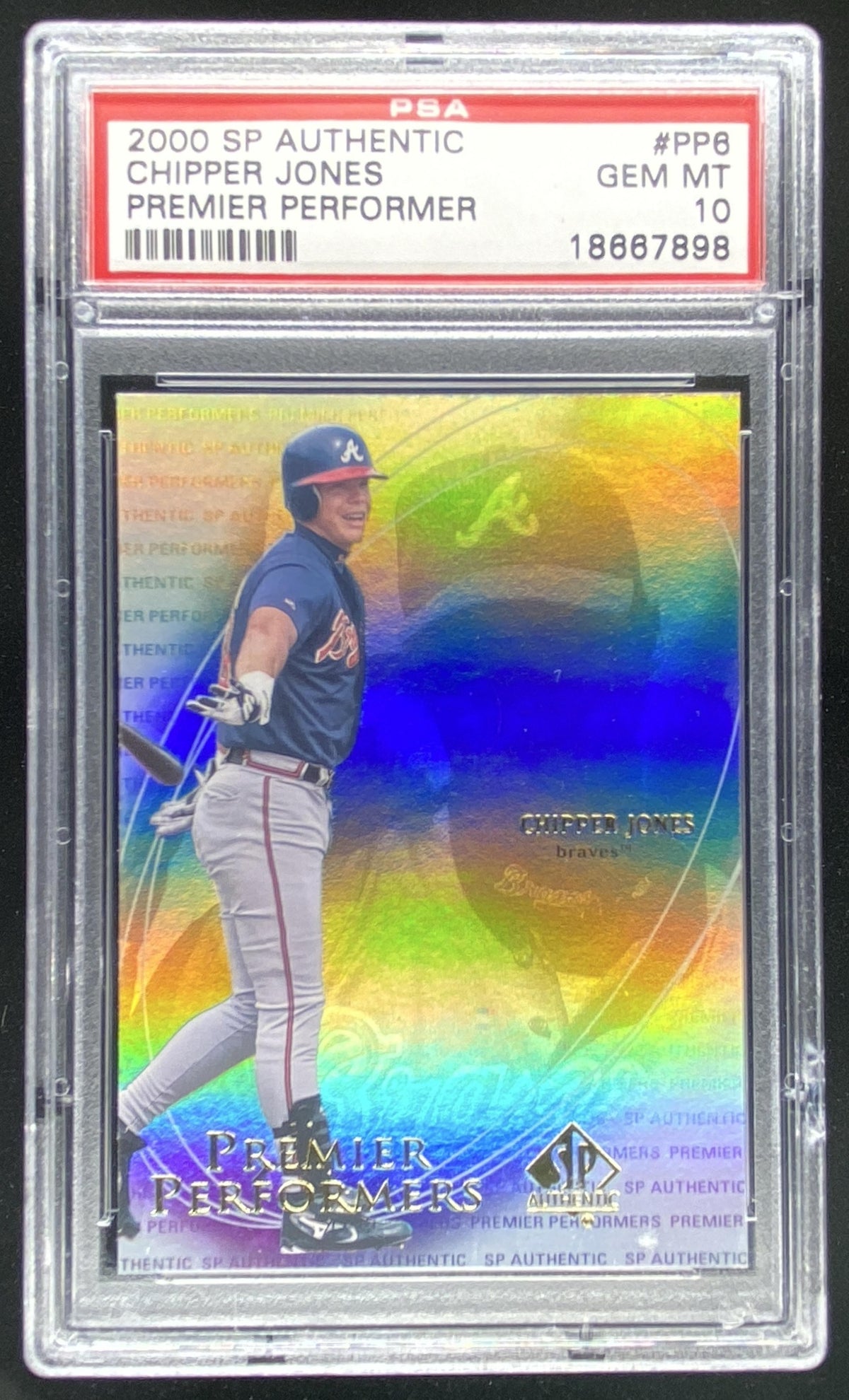 2000 SP Authentic Chipper Jones #PP6 graded PSA 10 trading card