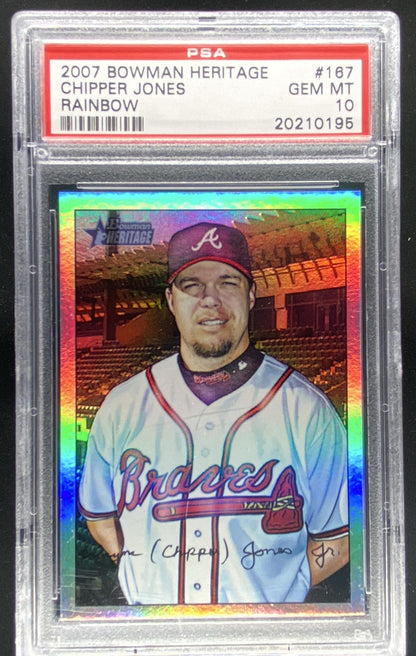 2007 Bowman Heritage Chipper Jones #167 graded PSA 10 trading card