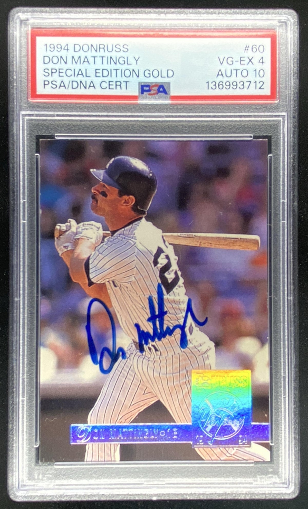 1994 Donruss Special Edition Gold Don Mattingly #60 graded PSA 4 Auto 10 trading card