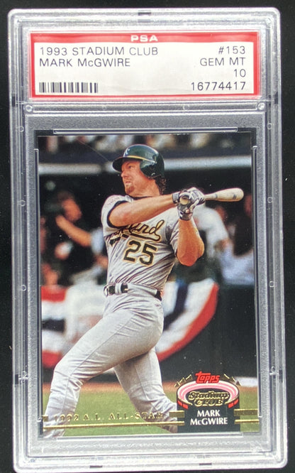1993 Topps Stadium Club Mark McGwire #153 graded PSA 10 trading card