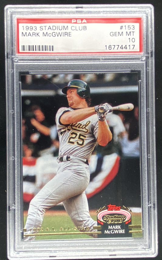 1993 Topps Stadium Club Mark McGwire #153 graded PSA 10 trading card