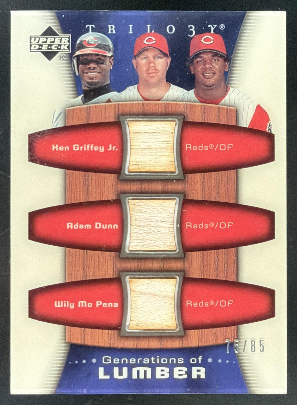 2005 UD Trilogy Generations of Lumber Griffey Jr. / Dunn / Pena trading card