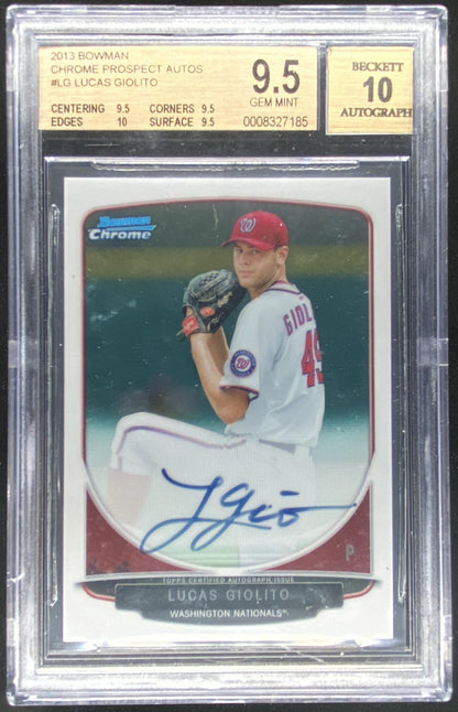 2013 Bowman Chrome Lucas Giolito #LG graded BGS 9.5 Auto 10 trading card