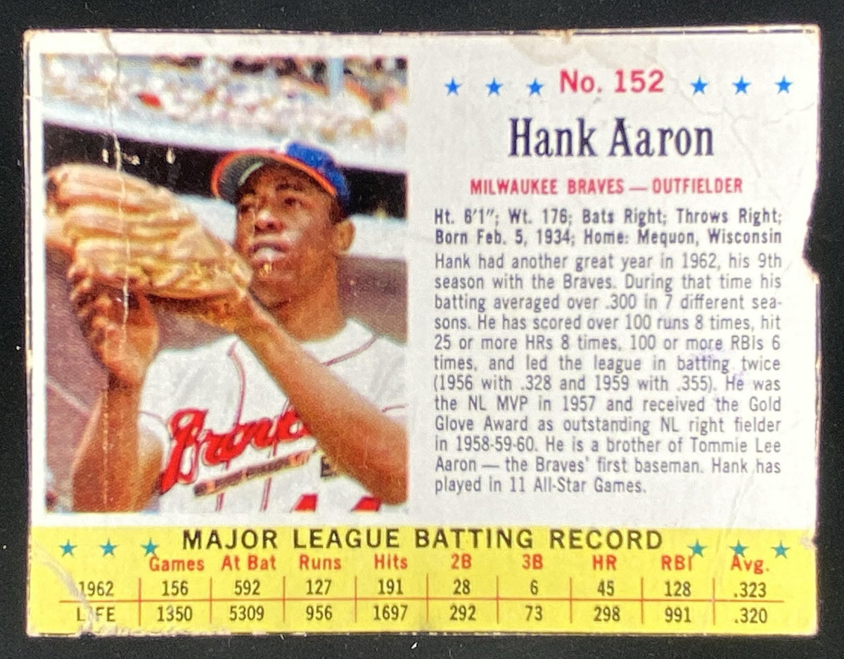 1961 Post Hank Aaron #107 trading card