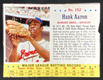 1961 Post Hank Aaron #107 trading card