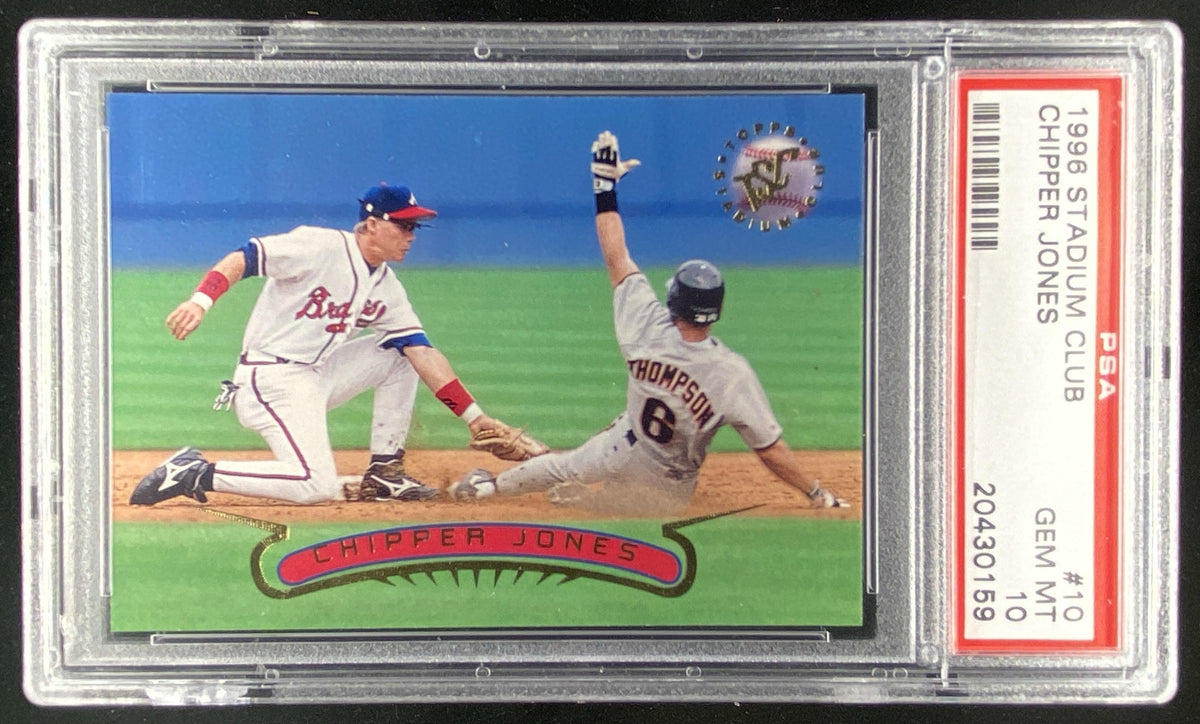 1996 Topps Stadium Club Chipper Jones #10 graded PSA 10 trading card