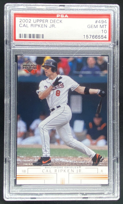 2002 Upper Deck Cal Ripken Jr. #494 graded PSA 10 trading card