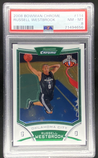 2008 Bowman Chrome Russell Westbrook #114 graded PSA 8 trading card