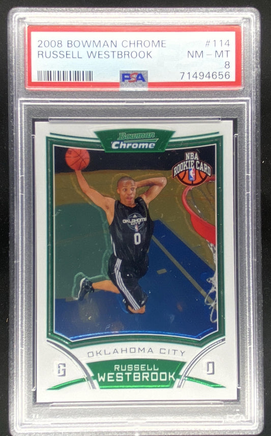 2008 Bowman Chrome Russell Westbrook #114 graded PSA 8 trading card