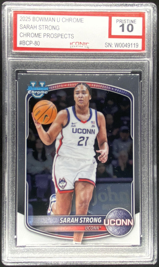 2025 Bowman Chrome Sarah Strong #BCP-80 graded ICONIC 10 trading card