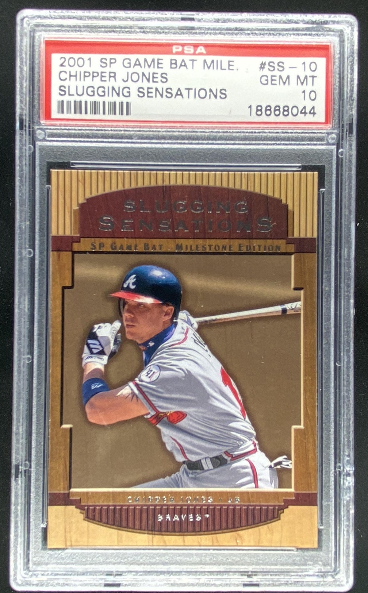2001 SP Game Bat Milestone Chipper Jones #SS-10 graded PSA 10 trading card