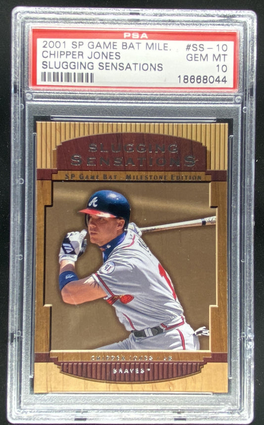 2001 SP Game Bat Milestone Chipper Jones #SS-10 graded PSA 10 trading card