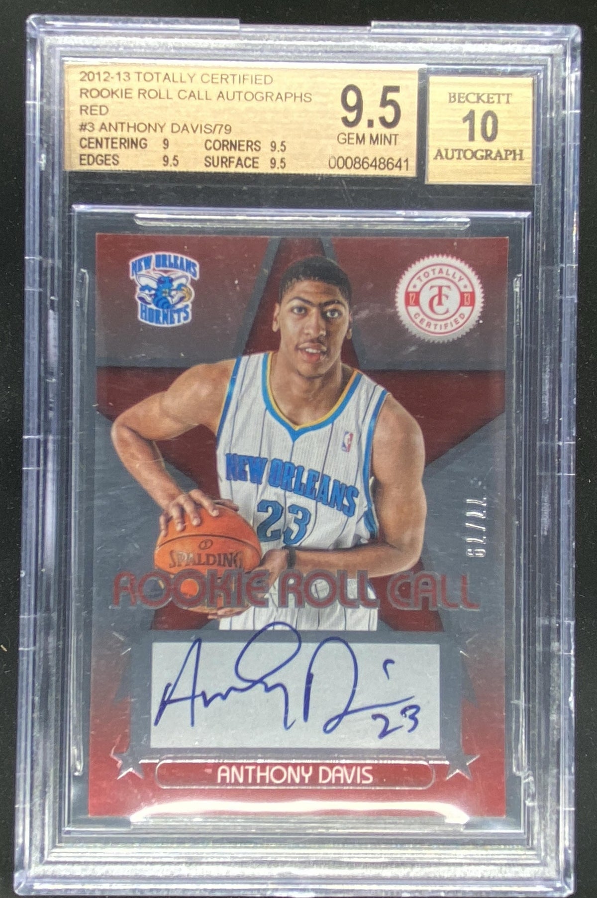 2012 Panini Totally Certified Anthony Davis graded BGS 9.5 Auto 10 trading card