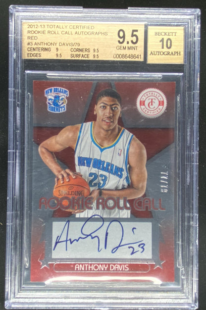 2012 Panini Totally Certified Anthony Davis graded BGS 9.5 Auto 10 trading card